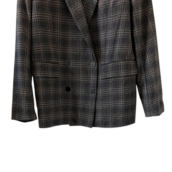 Theory Piazza Wool Blend Double Breasted Plaid Blazer/Jacket Size 6 - Picture 9 of 16